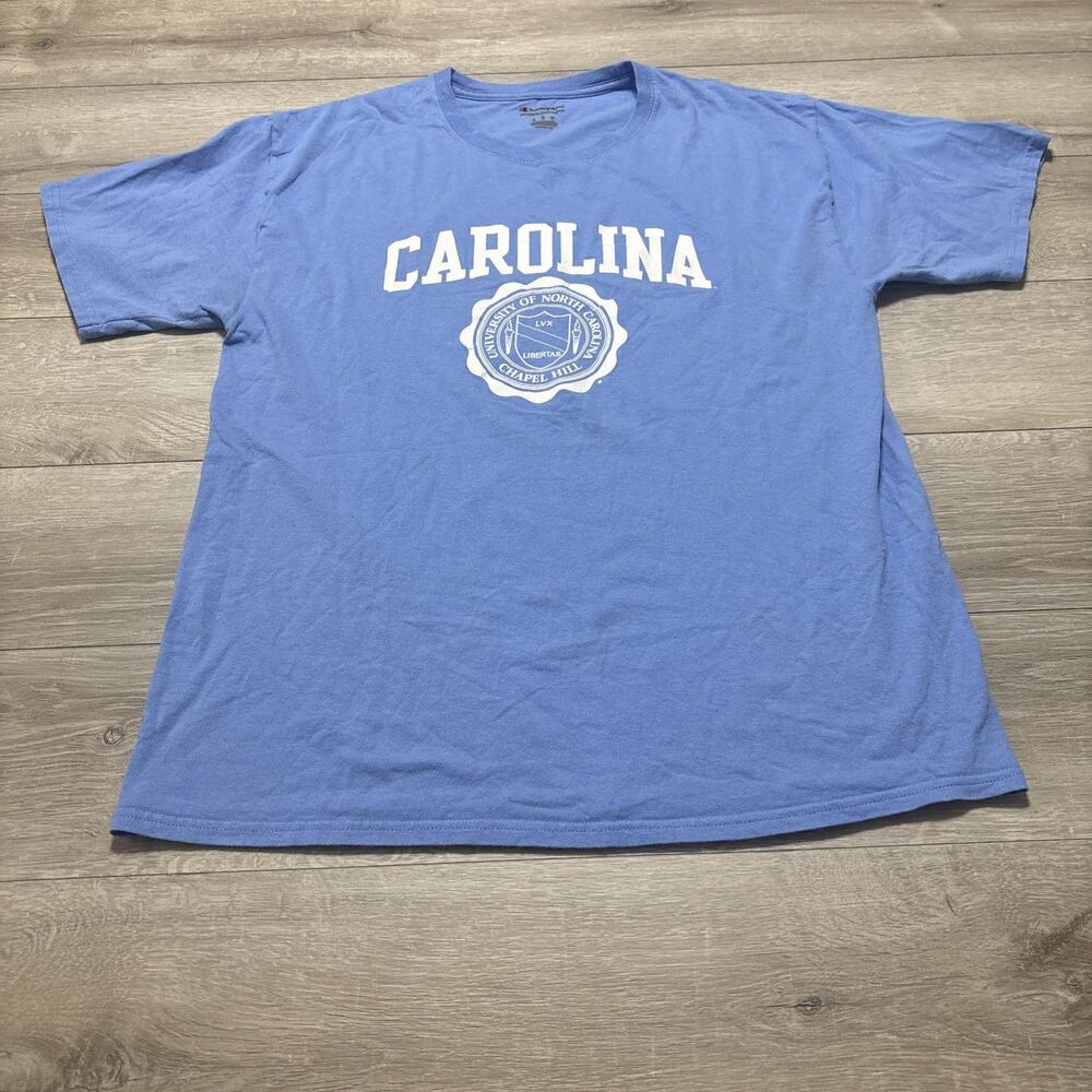 Champion University of North Carolina UNC Crew Neck SS T Shirt Blue Men's L